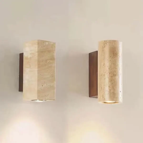 Yellow Travertine Stone Japanese Wall Sconces