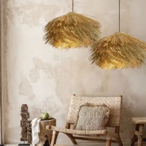 Japanese Wabi Sabi Handmade Woven Rattan Art Chandelier for Homestay Restaurants Hotels Bedrooms Restaurants Home Decor