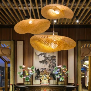 Chinese Restaurants Dining Tables Tea Houses Zen Restaurants Creative Countryside Homestays Rattan Woven Chandeliers