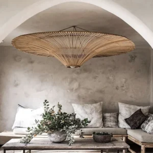 Vintage LED Pendant Light Nordic Umbrella Handmade Rattan Lamp for Living Room Bedroom Hall Dining Rom Table Living Room Lustre