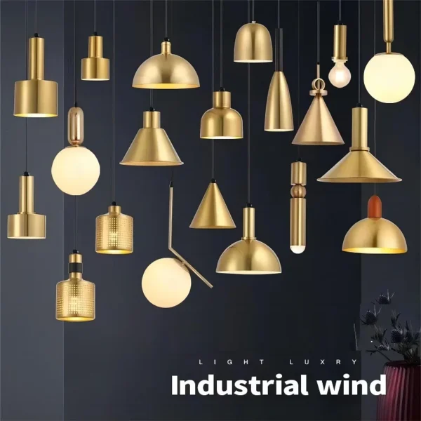 Nordic Industrial Style LED Pendant Lamp - Golden Small Chandelier Light for Restaurant Bar Cafe Bedroom Simple Decoration