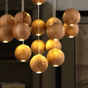 modern Solid wood pendant light Nordic living room hanging lights pendant lamp Restaurant Home Decor luminaire light fixtures