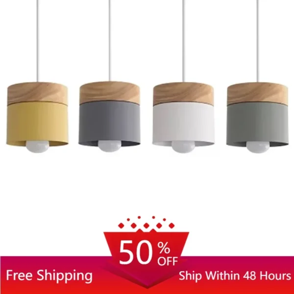 Nordic Wooden Pendant Light for Kitchen Restaurant Hanging Lamp Suspension Ceiling Chandeliers Decoration Wood Luminaire Bedroom